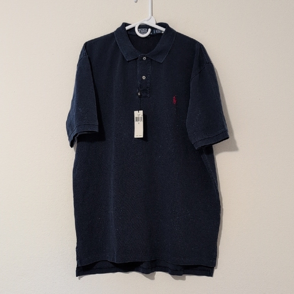 Polo by Ralph Lauren Blue Textured Polo Shirt Casual Elegance